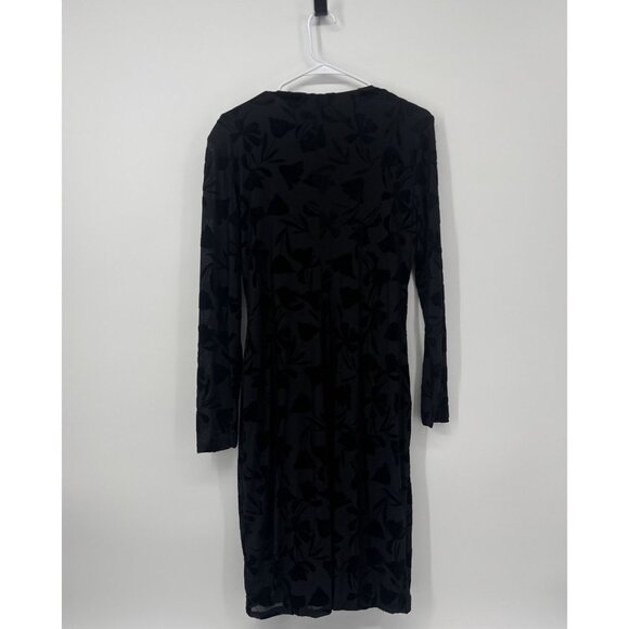 Calvin Klein Womens Black Velvet Mini Burnout Sheath Dress Size 12 Floral - Picture 2 of 12